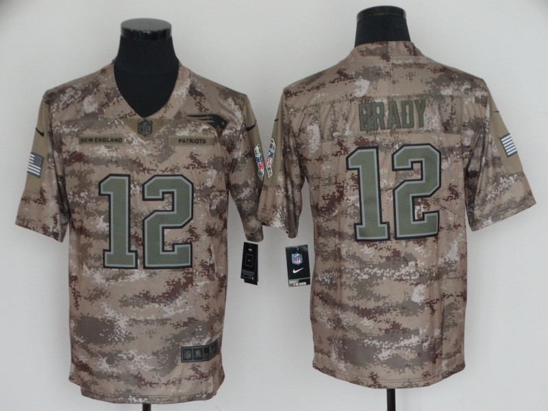 Men's New England Patriots Tom Brady #12 Camouflage Jersey
